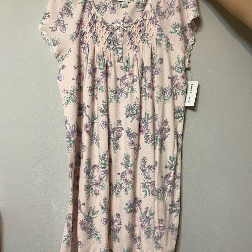 Miss Elaine Pink and Lavender Floral Nightgown